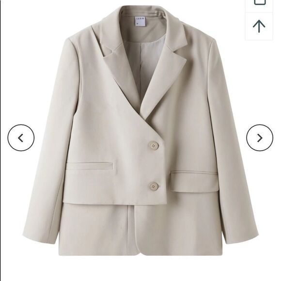 Ledin Loose Solid Blazer with Single-breasted Light Grey S nwt - Picture 1 of 10